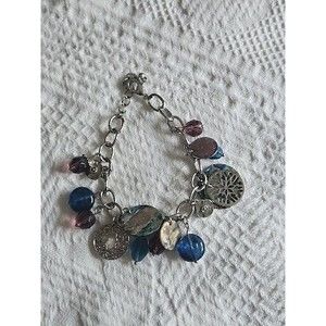 Lia Sophia "Neptune Windsong" Genuine Abalone w/Glass Beads Charm Bracelet RT$62